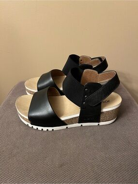 Womens Black Platform Ankle-Strap Sandals, Josef Seibel